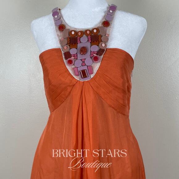 Extremely Rare Orange Embellished Silk Dress ASO Gaby Solis Desperate Housewives - Picture 6 of 9